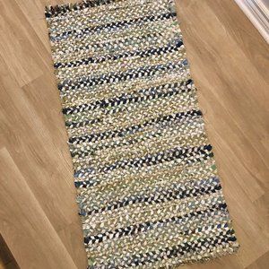 Blue, Green, and Teal Handmade Rag Rug